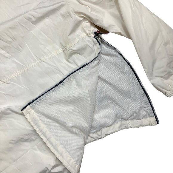 Tommy Hilfiger Windbreaker L White Spellout Hooded Half Zip Jacket Nylon - Picture 10 of 13